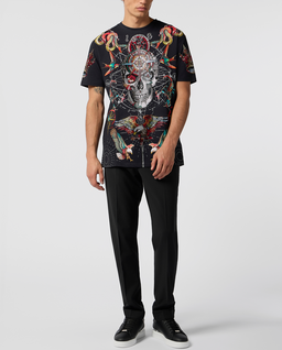Czarny t-shirt zdobiony kryształami - Image #3
