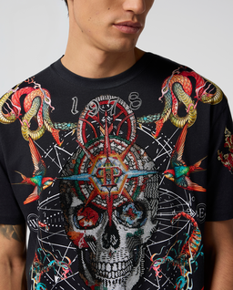 Czarny t-shirt zdobiony kryształami - Image #4