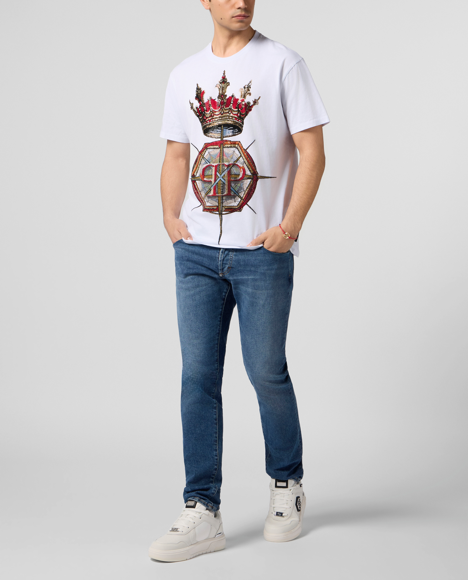 Biały t-shirt Crown Stones - Image #3