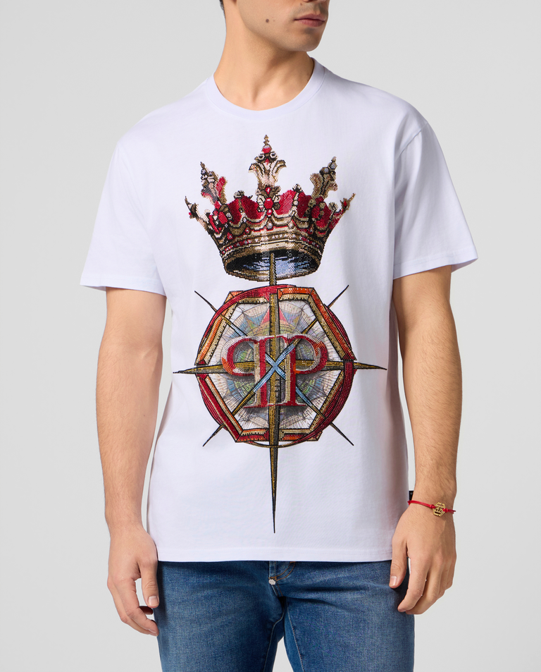 Biały t-shirt Crown Stones