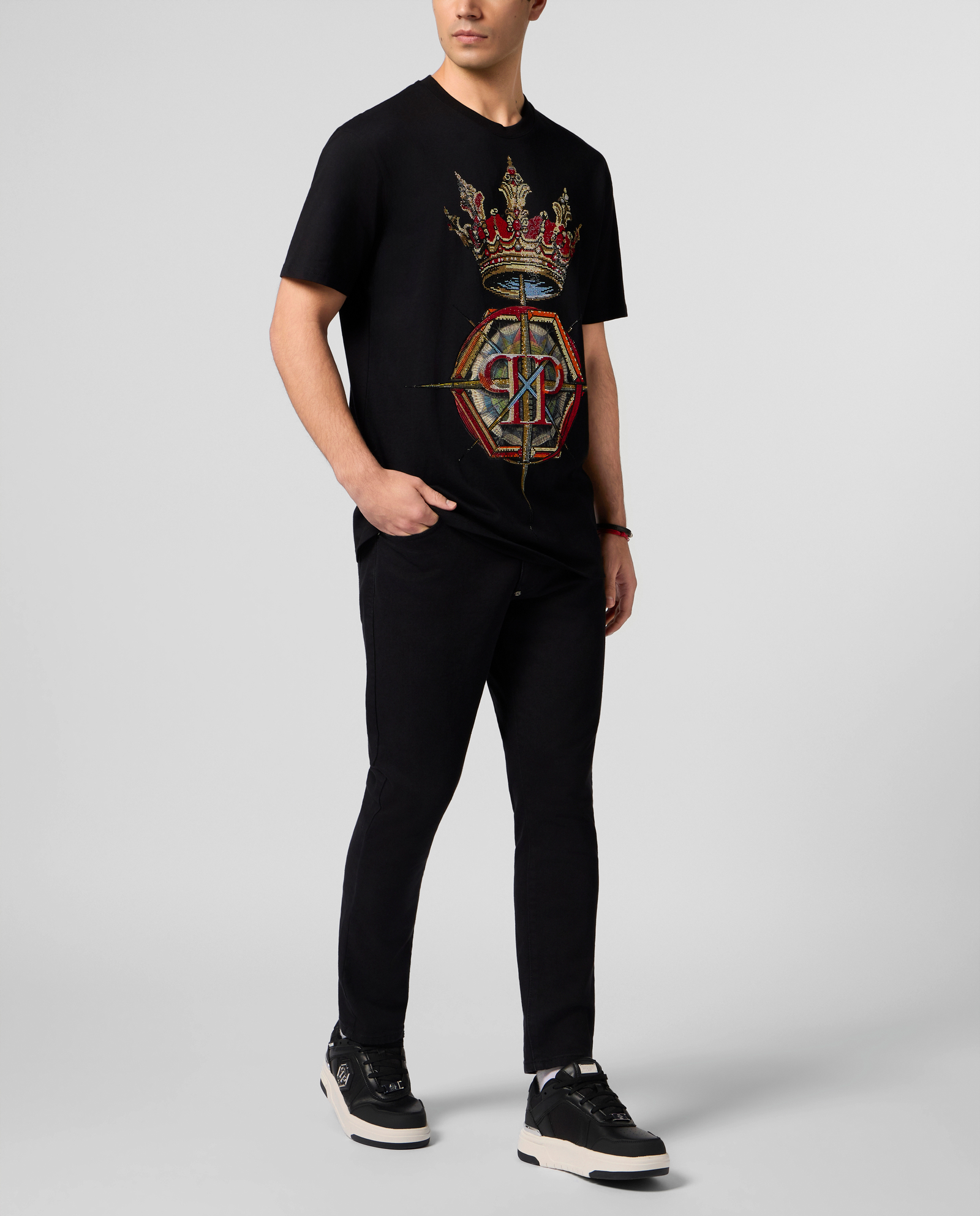 Czarny t-shirt Crown Stones - Image #3