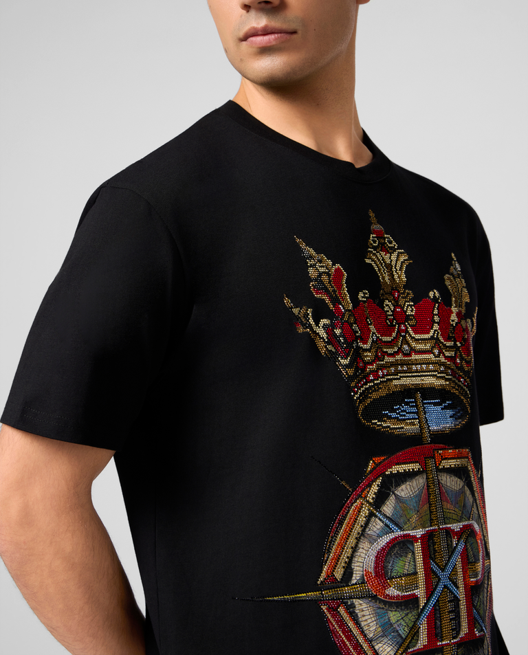 Czarny t-shirt Crown Stones - Image #4