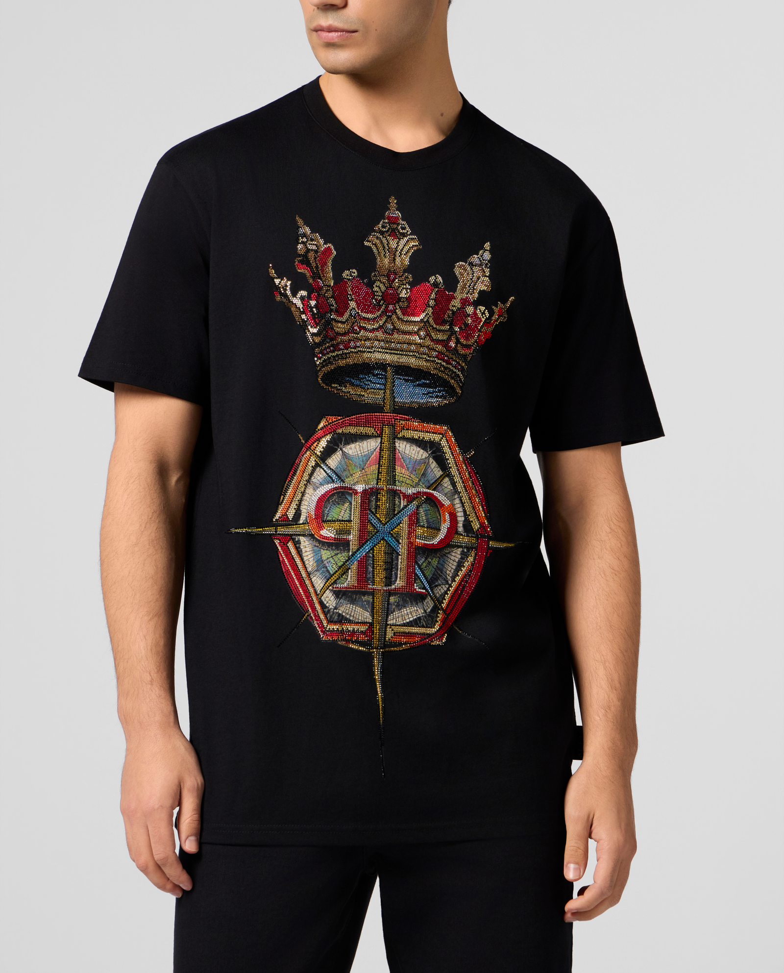 Czarny t-shirt Crown Stones - Image #1