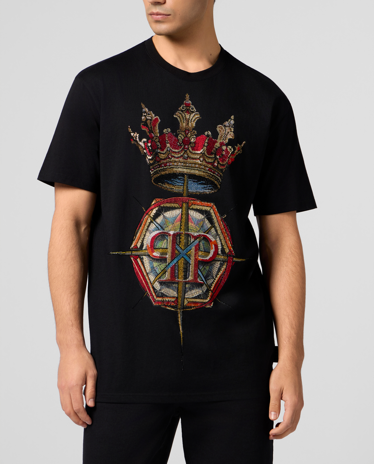Czarny t-shirt Crown Stones