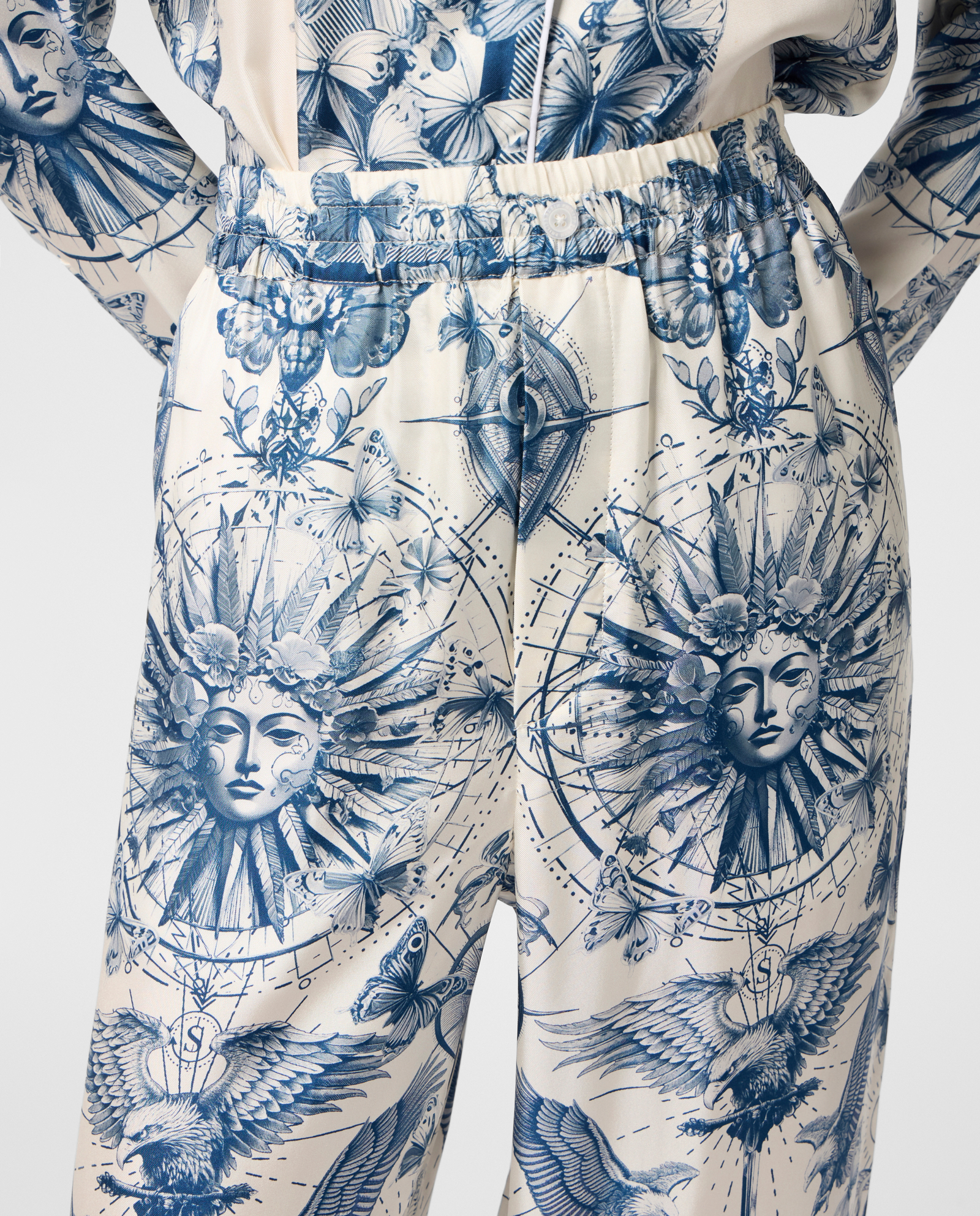 Jedwabne spodnie z printem Butterfly Tattoo - Image #4
