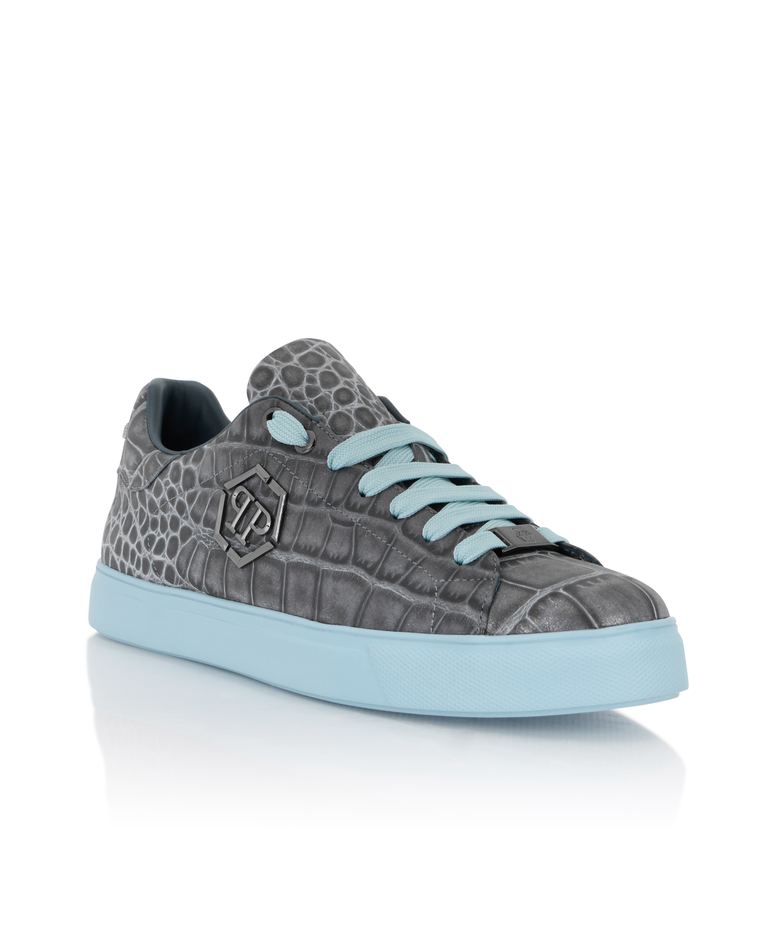 Szare sneakersy z niebieskimi detalami Cocco Hexagon
