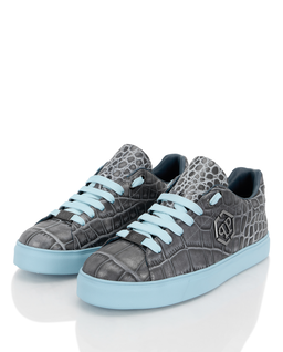 Szare sneakersy z niebieskimi detalami Cocco Hexagon - Image #2