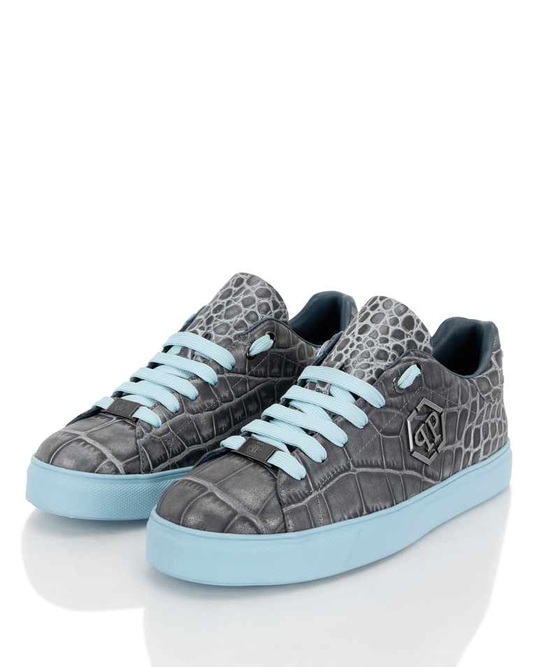 Szare sneakersy z niebieskimi detalami Cocco Hexagon - Image #2