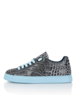 Szare sneakersy z niebieskimi detalami Cocco Hexagon - Image #5