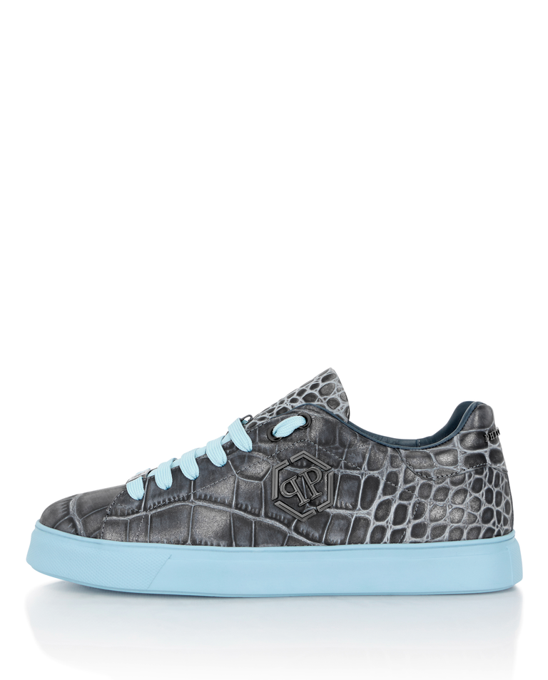 Szare sneakersy z niebieskimi detalami Cocco Hexagon - Image #5
