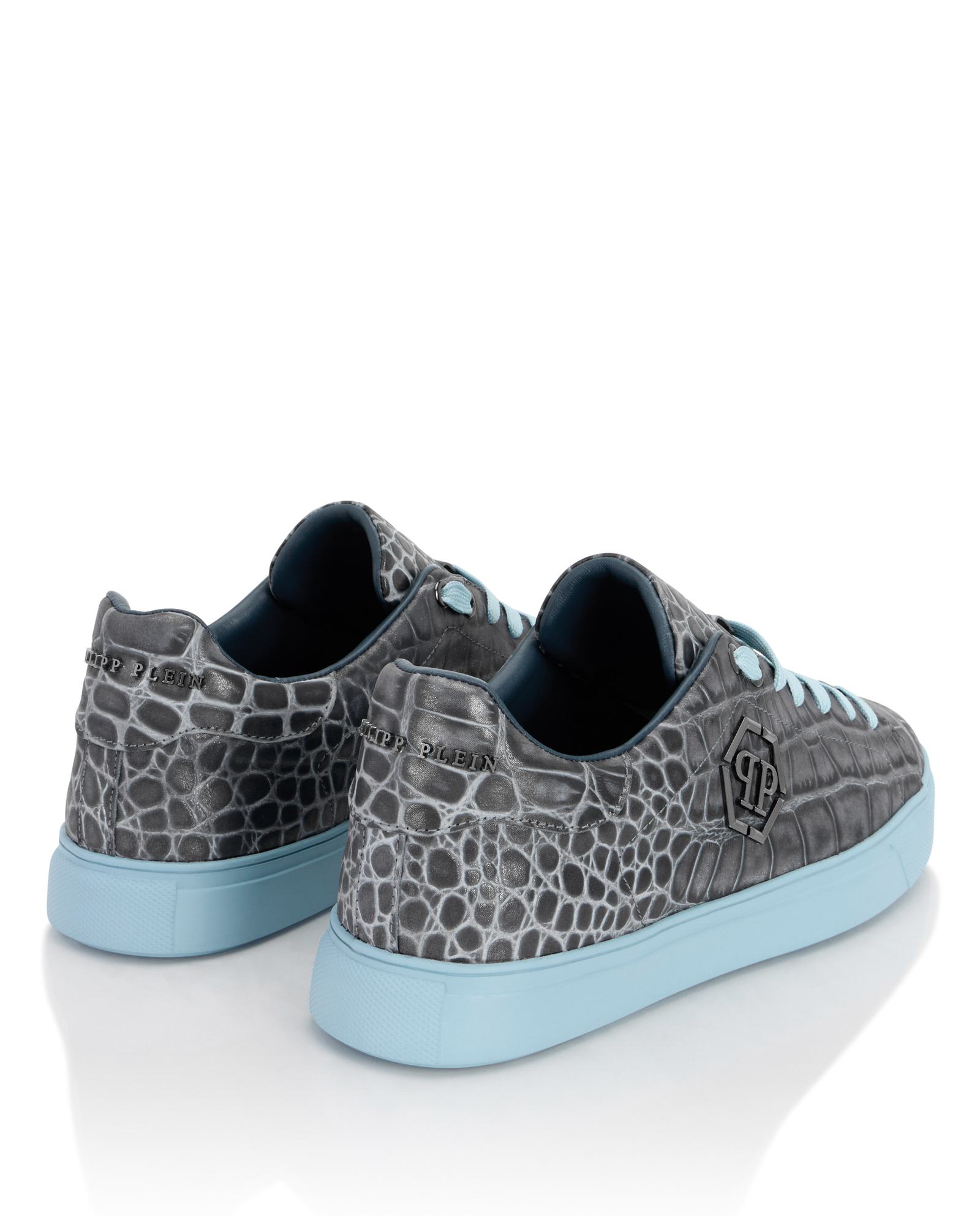 Szare sneakersy z niebieskimi detalami Cocco Hexagon - Image #3