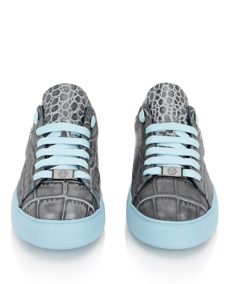 Szare sneakersy z niebieskimi detalami Cocco Hexagon - Image #4