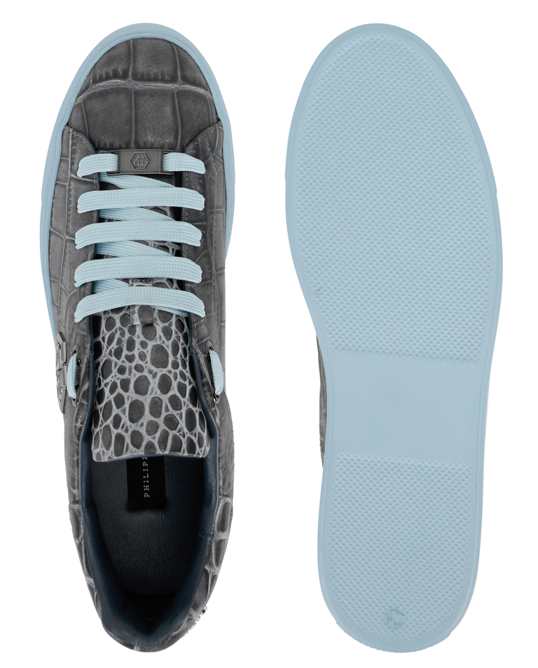 Szare sneakersy z niebieskimi detalami Cocco Hexagon - Image #7