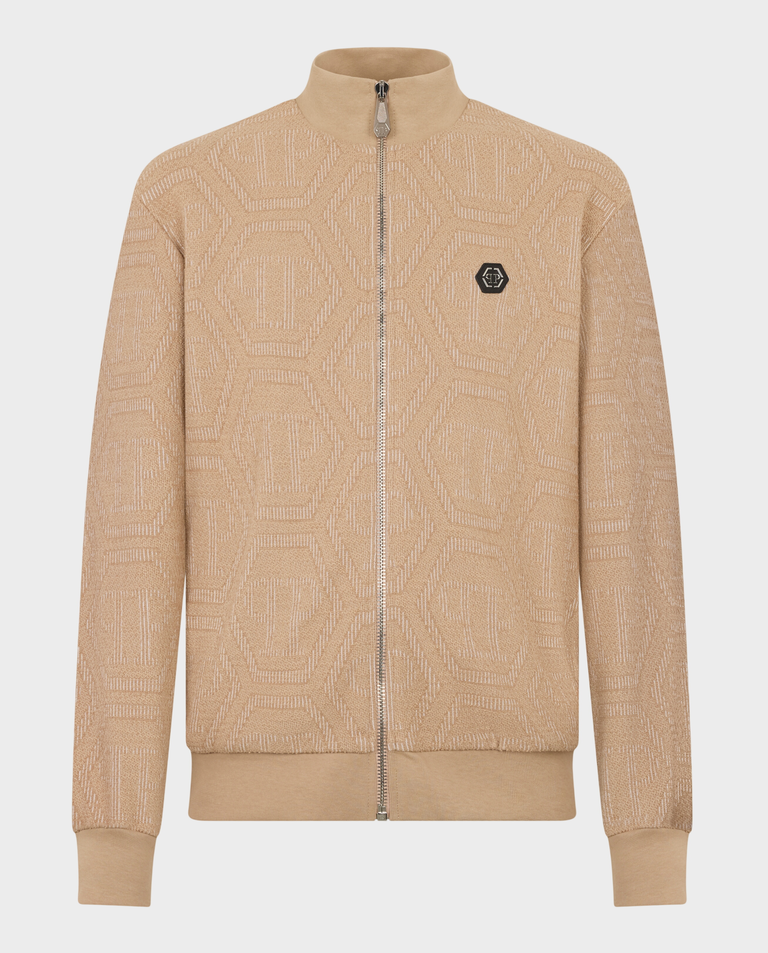 Beżowa żakardowa bluza z monogramem