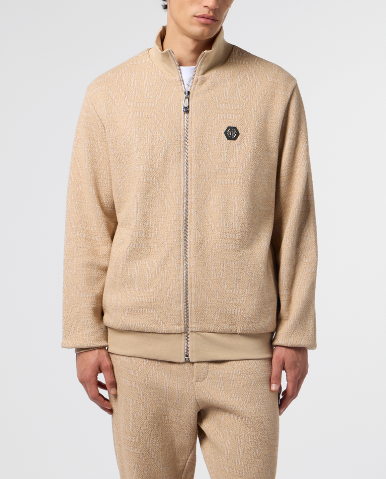 Beżowa żakardowa bluza z monogramem