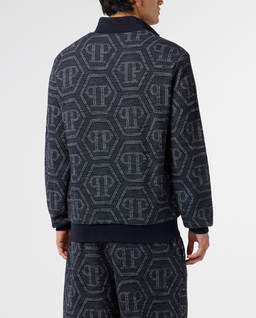 Granatowa żakardowa bluza z monogramem - Image #2