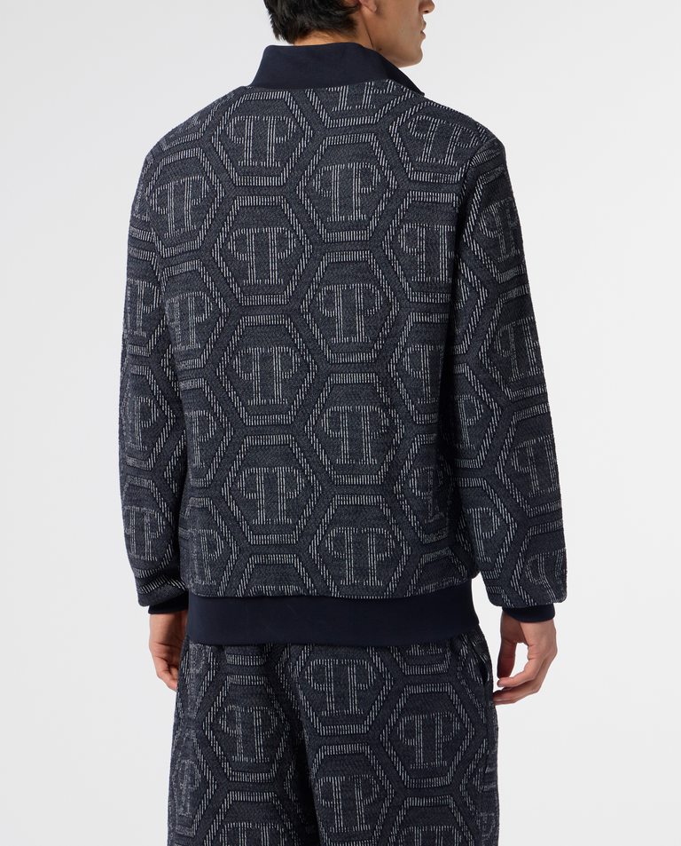 Granatowa żakardowa bluza z monogramem - Image #2