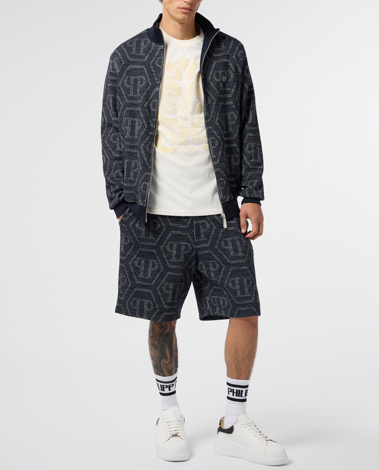 Granatowa żakardowa bluza z monogramem - Image #3