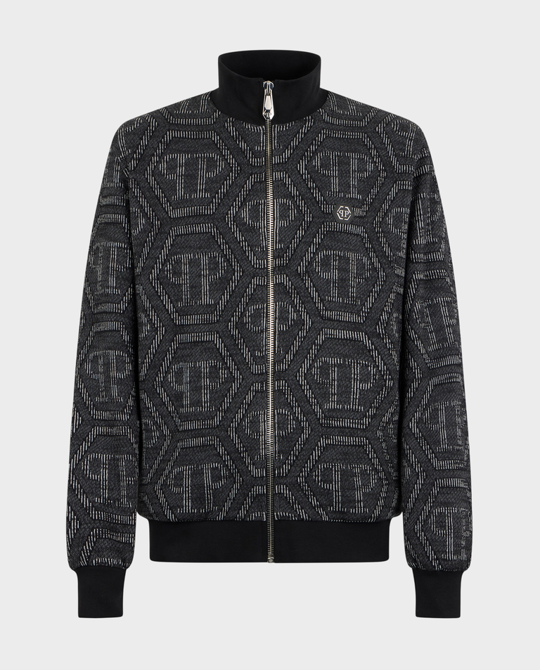 Czarna żakardowa bluza z monogramem