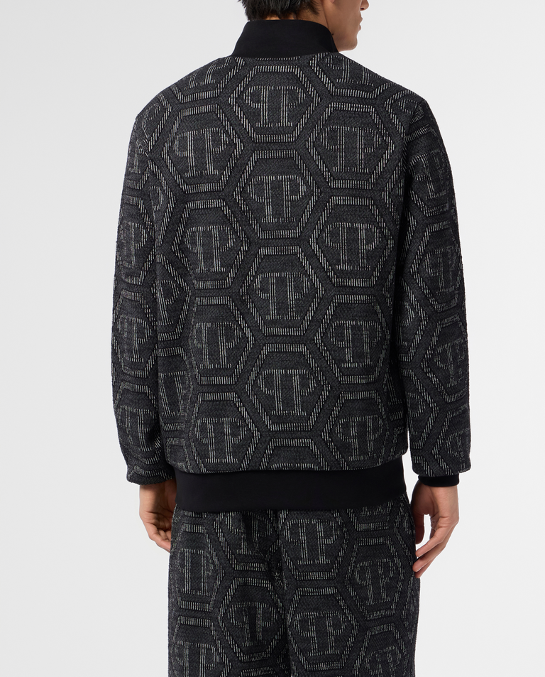 Czarna żakardowa bluza z monogramem - Image #2
