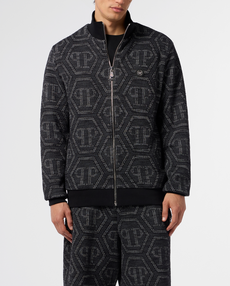 Czarna żakardowa bluza z monogramem