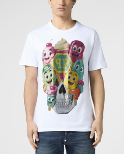 Biały t-shirt z ozdobnym motywem lodów - Image #1