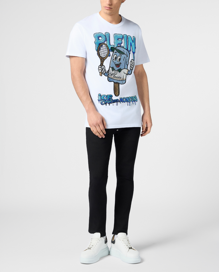 Biały t-shirt z ozdobnym motywem - Image #3