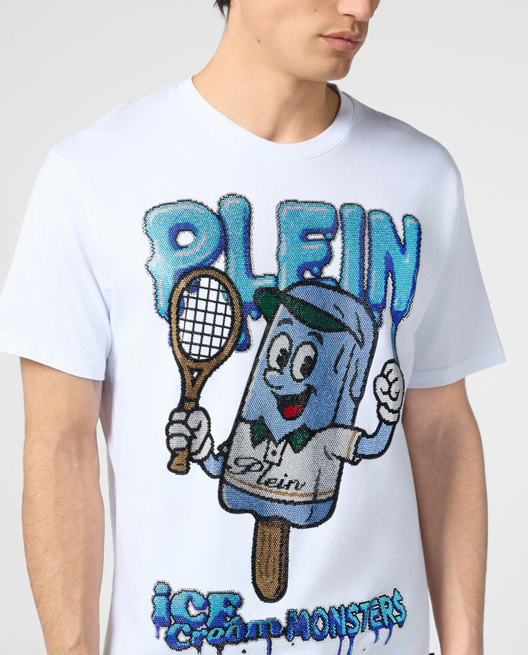 Biały t-shirt z ozdobnym motywem - Image #4