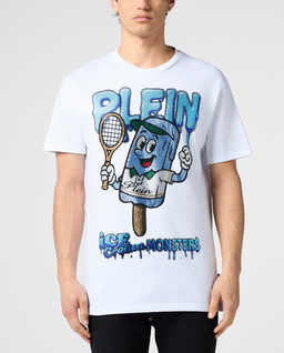 Biały t-shirt z ozdobnym motywem - Image #1