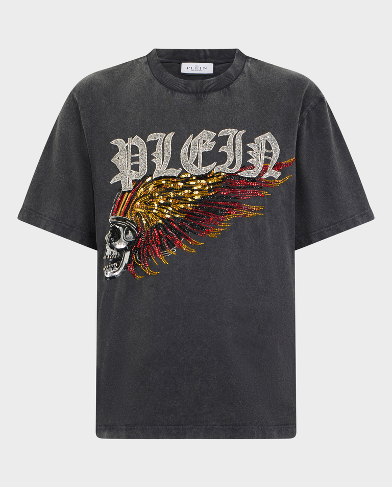 T-shirt z motywem orła i czaszki