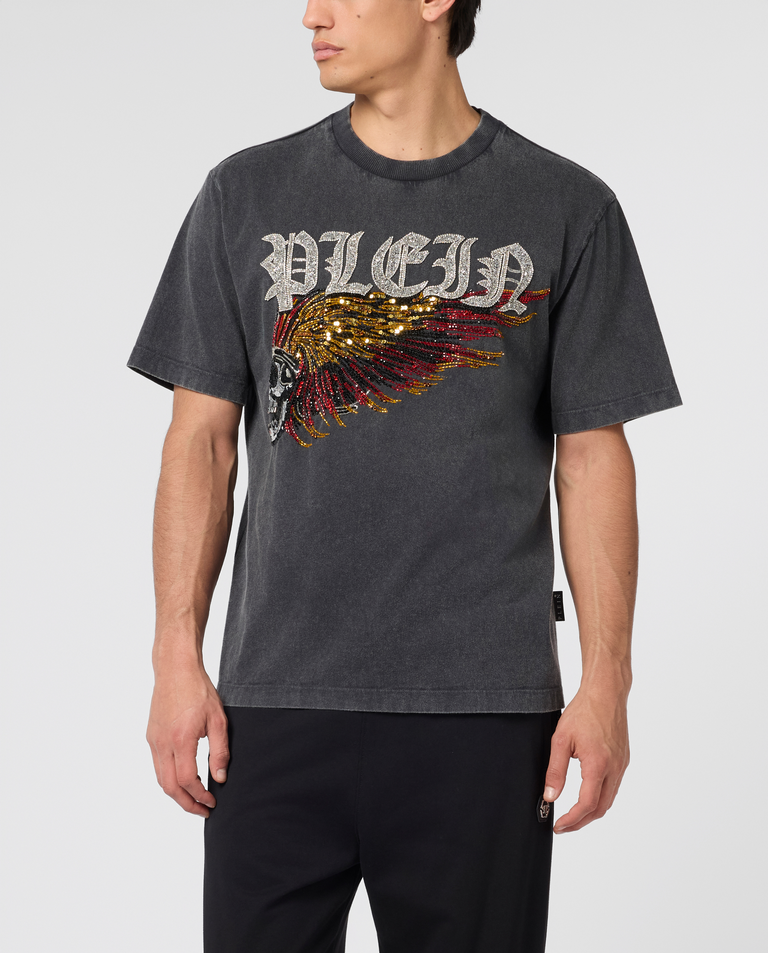 T-shirt z motywem orła i czaszki