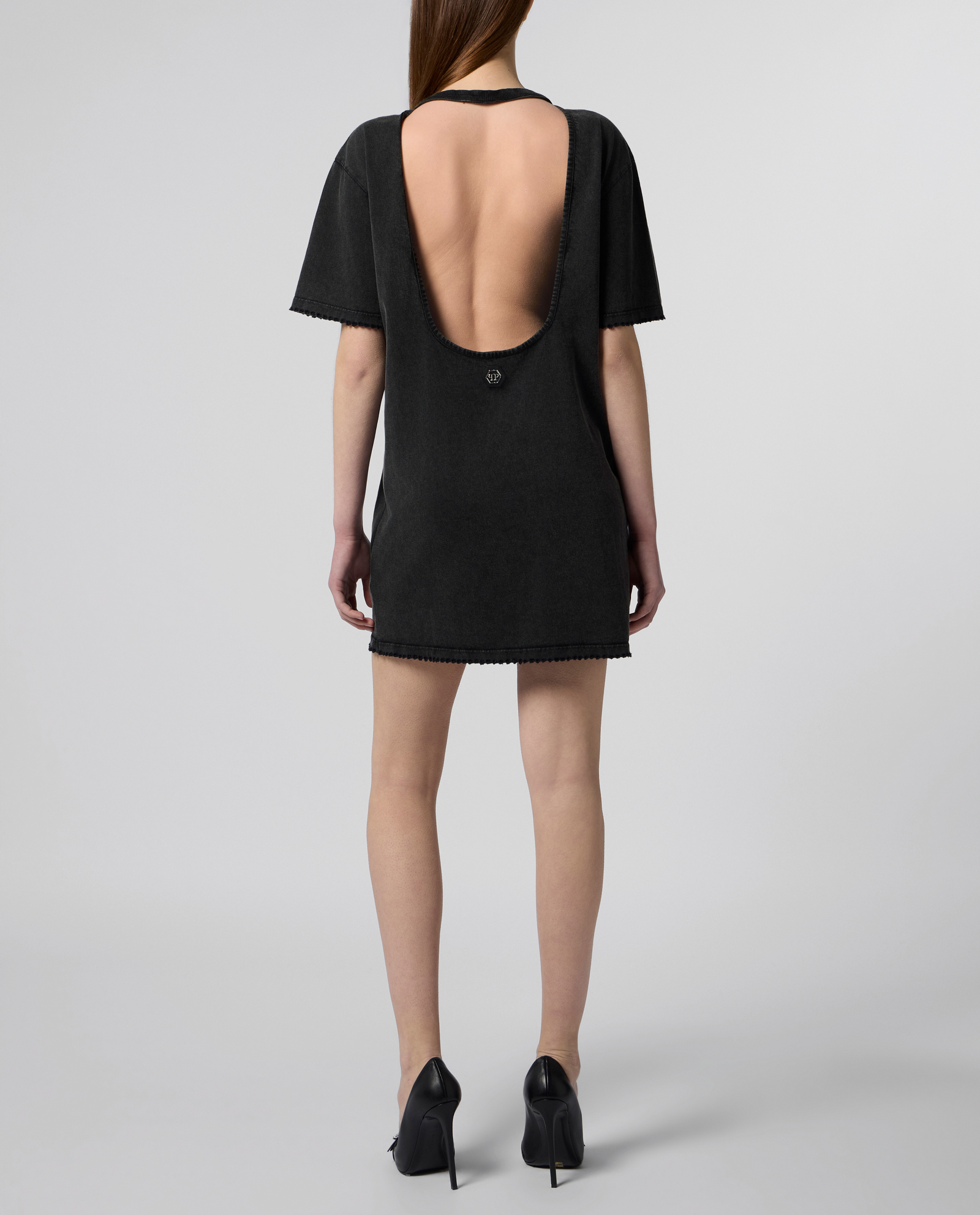 Czarna sukienka typu t-shirt - Image #2