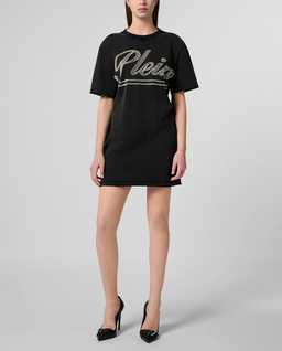 Czarna sukienka typu t-shirt - Image #3