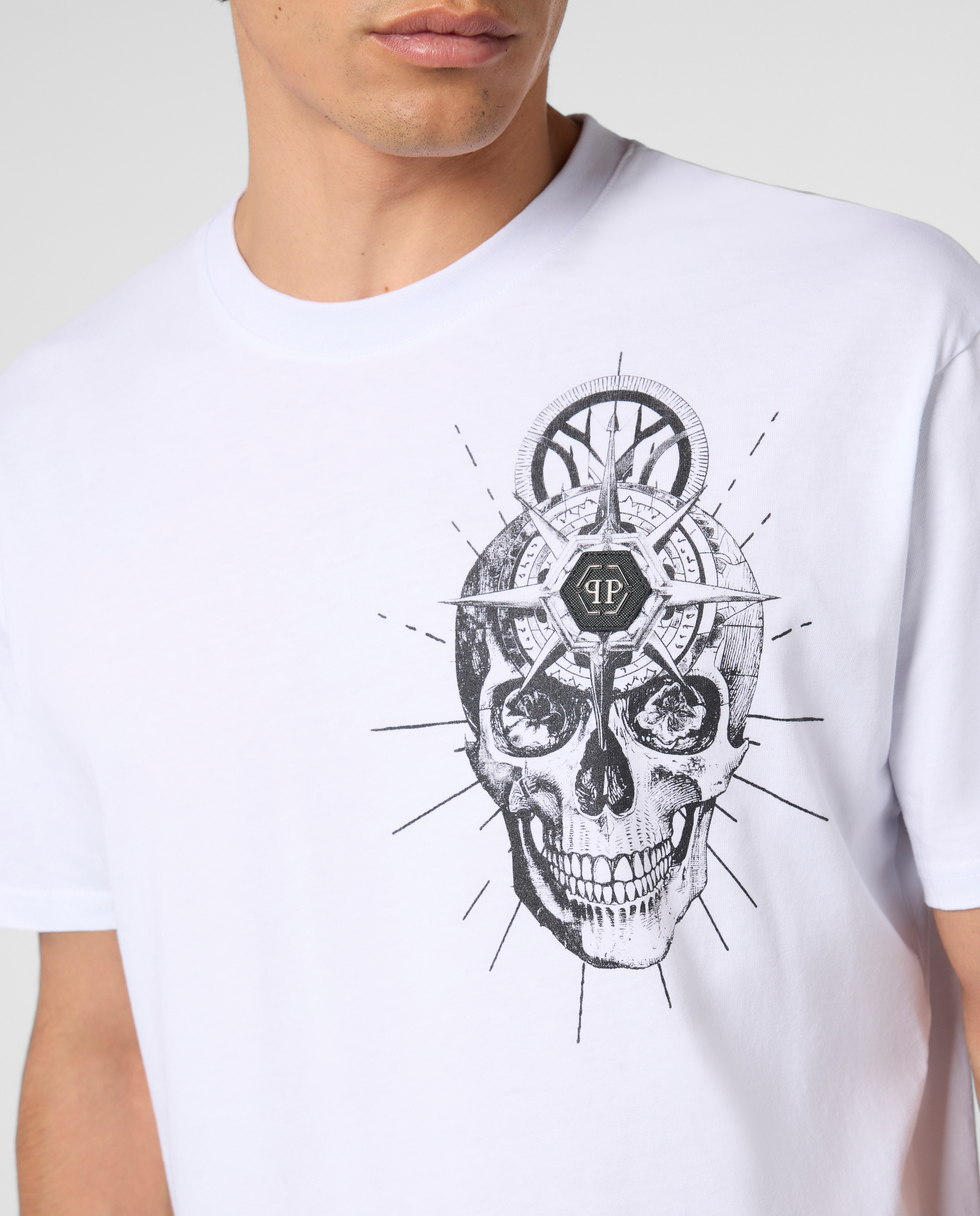 Biały t-shirt Skull Tattoo - Image #4