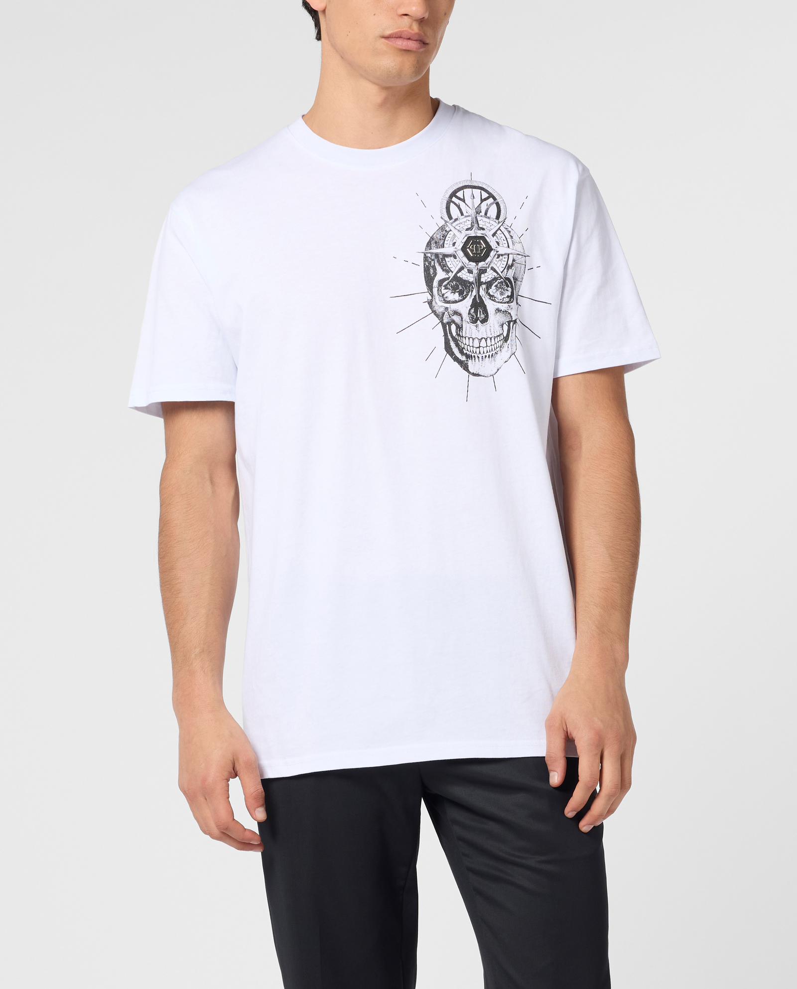 Biały t-shirt Skull Tattoo - Image #1