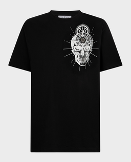 Czarny t-shirt z printem Skull Tattoo - Image #0
