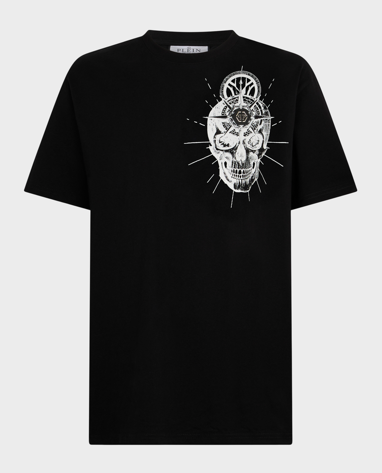 Czarny t-shirt z printem Skull Tattoo