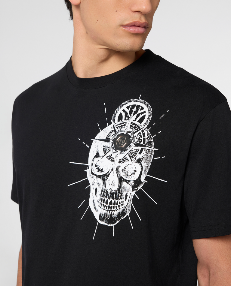 Czarny t-shirt z printem Skull Tattoo - Image #4