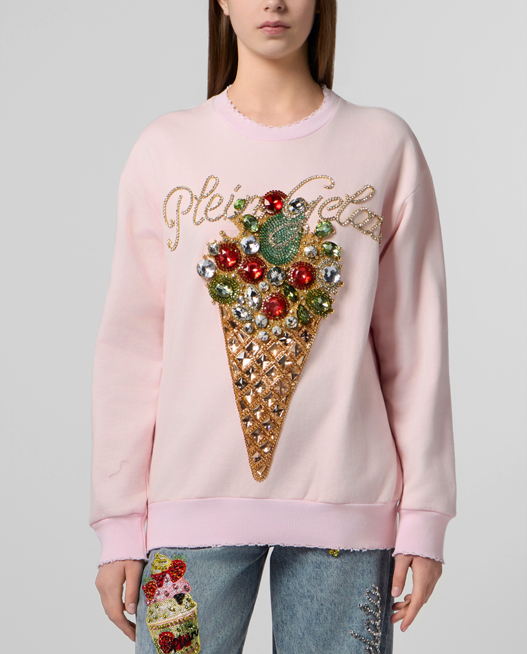 Różowa bluza ze zdobieniem Plein Gelato