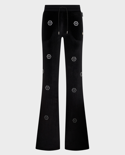 Czarne spodnie dresowe z monogramem Strass - Image #0