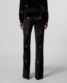 Czarne spodnie dresowe z monogramem Strass - Image #2