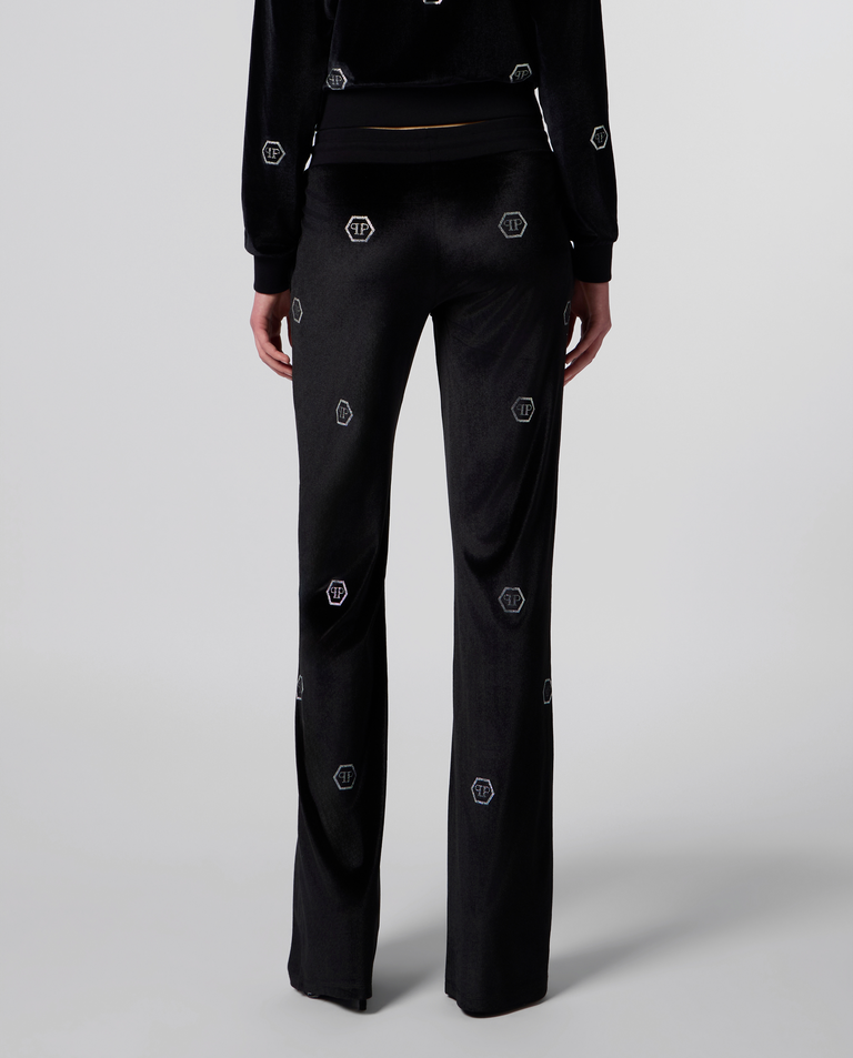 Czarne spodnie dresowe z monogramem Strass - Image #2