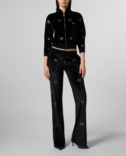 Czarne spodnie dresowe z monogramem Strass - Image #3