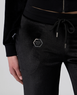 Czarne spodnie dresowe z monogramem Strass - Image #4