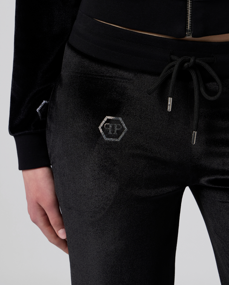 Czarne spodnie dresowe z monogramem Strass - Image #4