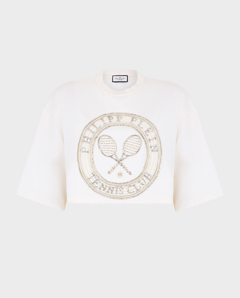 Biały crop top Tennis Club