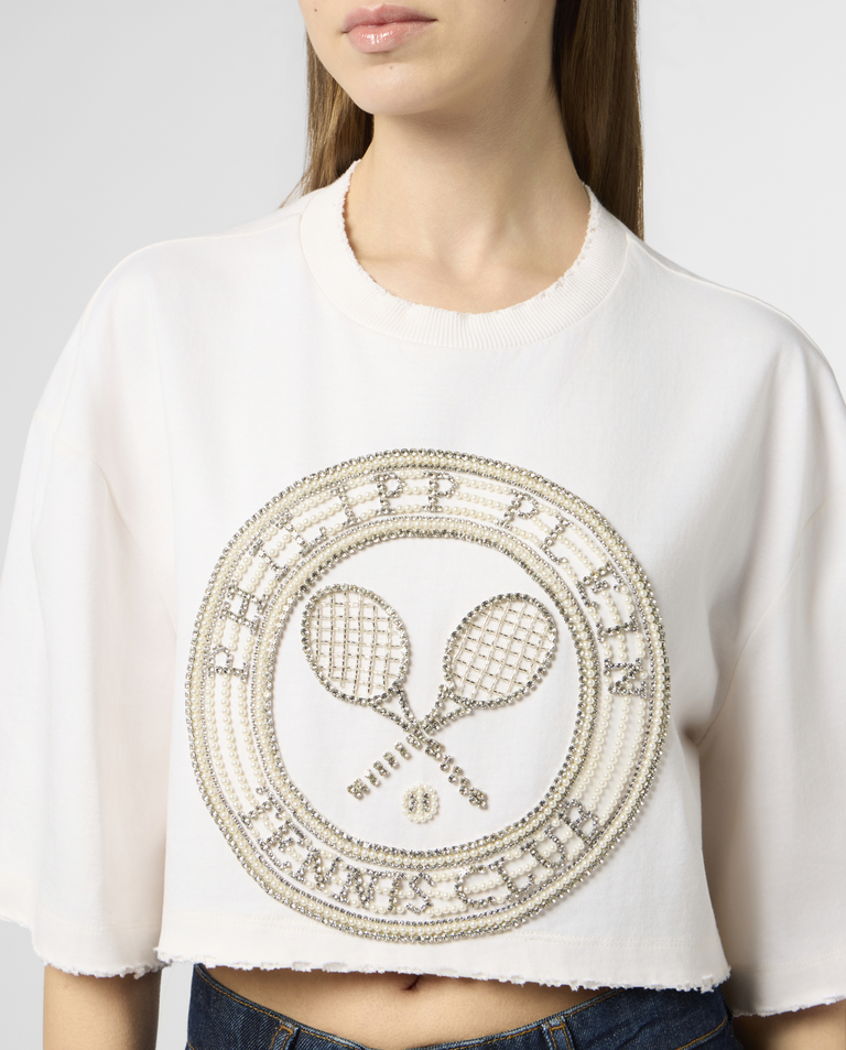 Biały crop top Tennis Club - Image #4