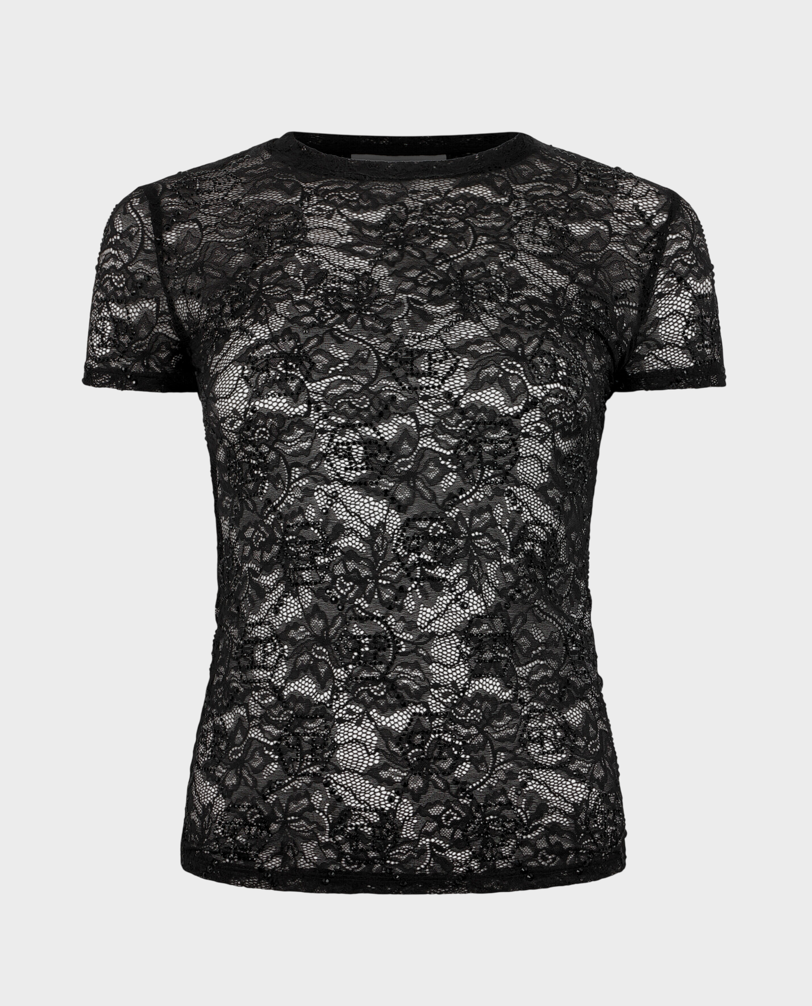 Koronkowy t-shirt Monogram Strass - Image #0