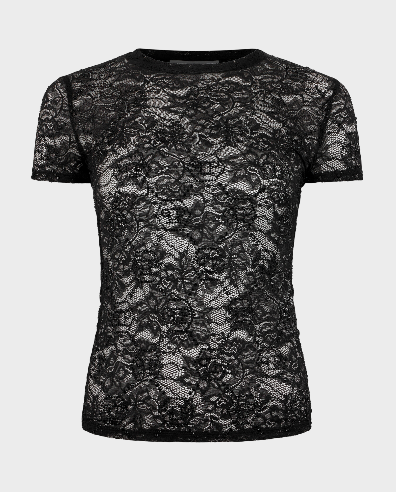 Koronkowy t-shirt Monogram Strass - Image #0
