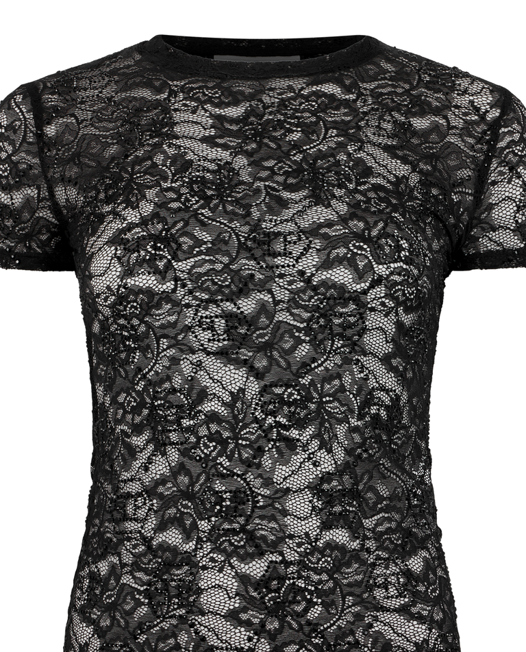 Koronkowy t-shirt Monogram Strass